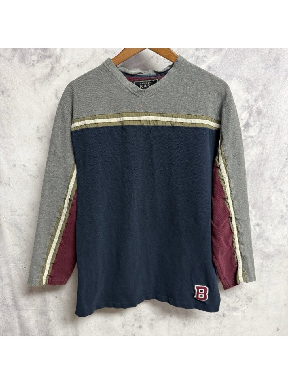 Vintage Y2K Skate Grunge Long Sleeve Shirt Mens Small Colorblock GH Bass Co